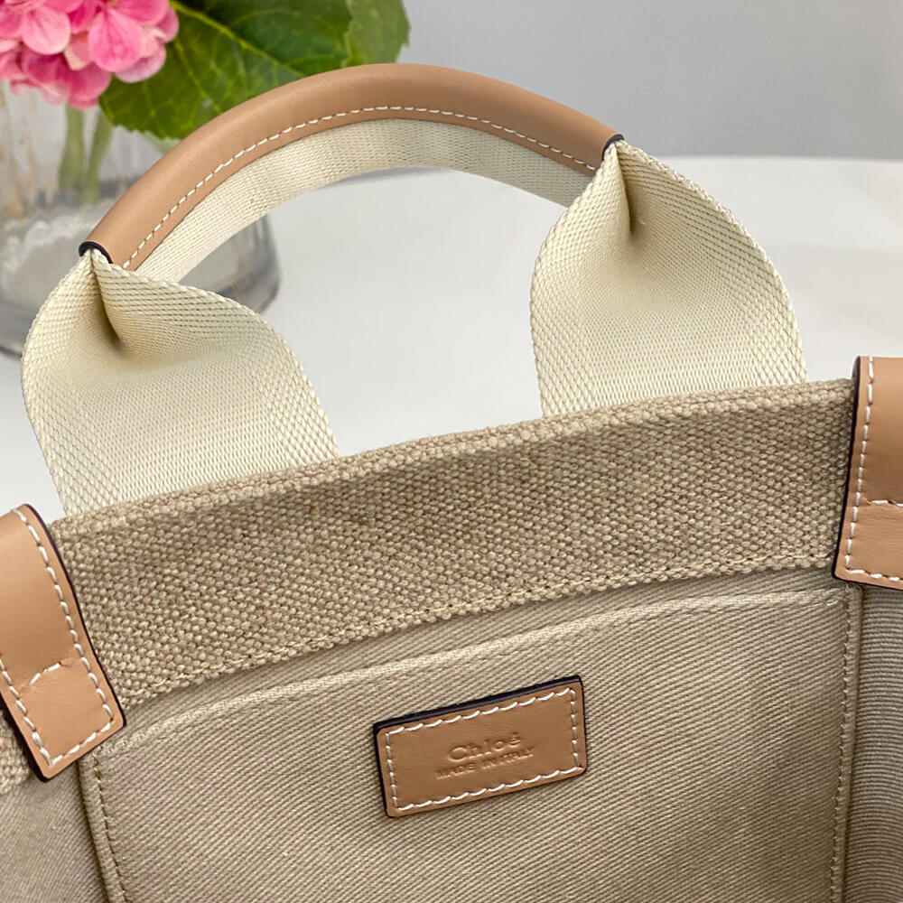 Chloe Small Woody tote bag in linen