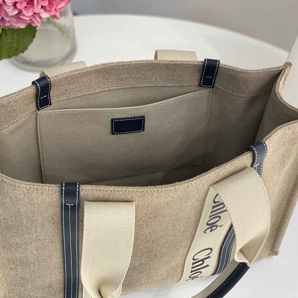 Chloe  Large Woody tote bag in linen
