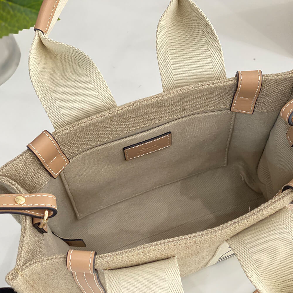 Chloe Small Woody tote bag in linen