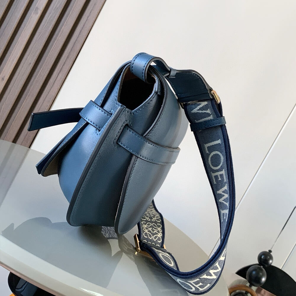 L0ew* Small Gate bag in soft calfskin and jacquard