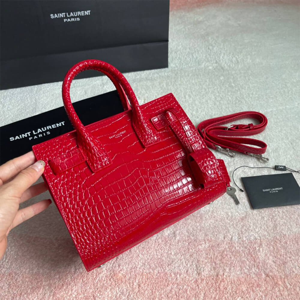Y51 SAC DE JOUR NANO IN EMBOSSED CROCODILE SHINY LEATHER