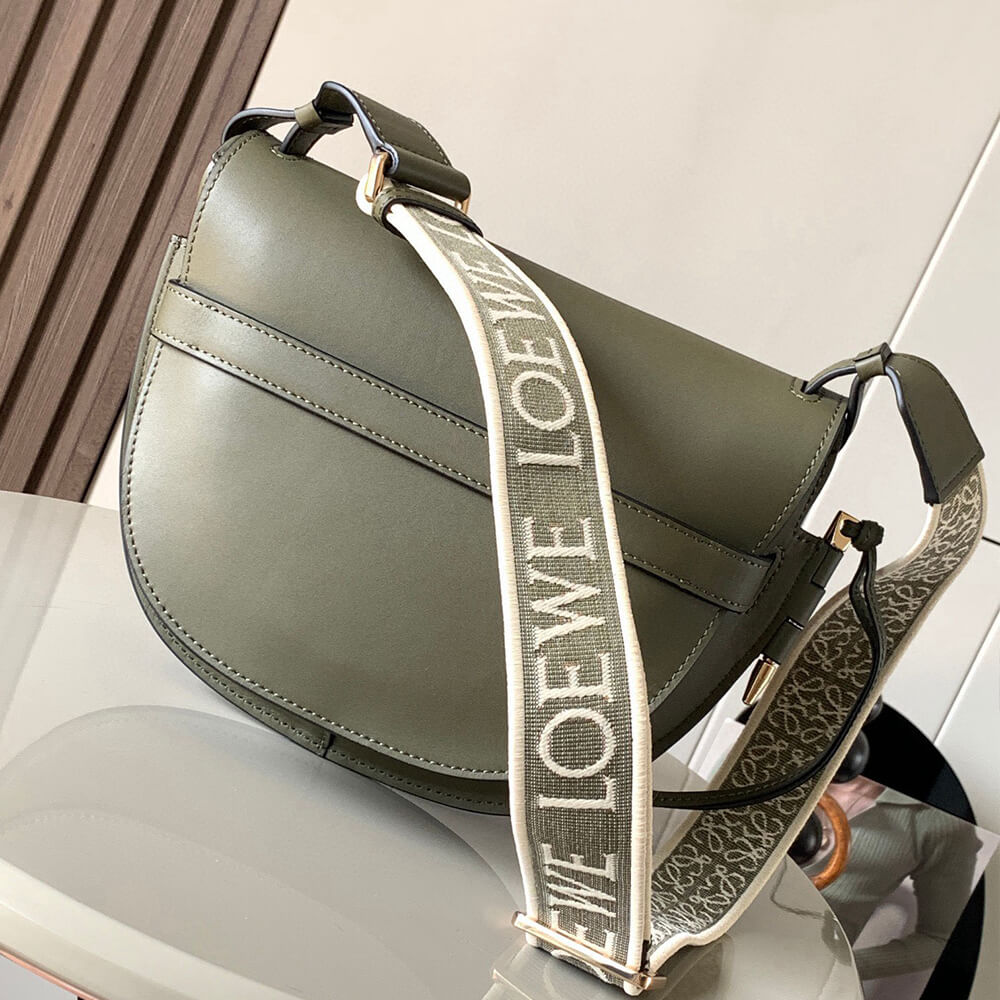 L0ew* Small Gate bag in soft calfskin and jacquard