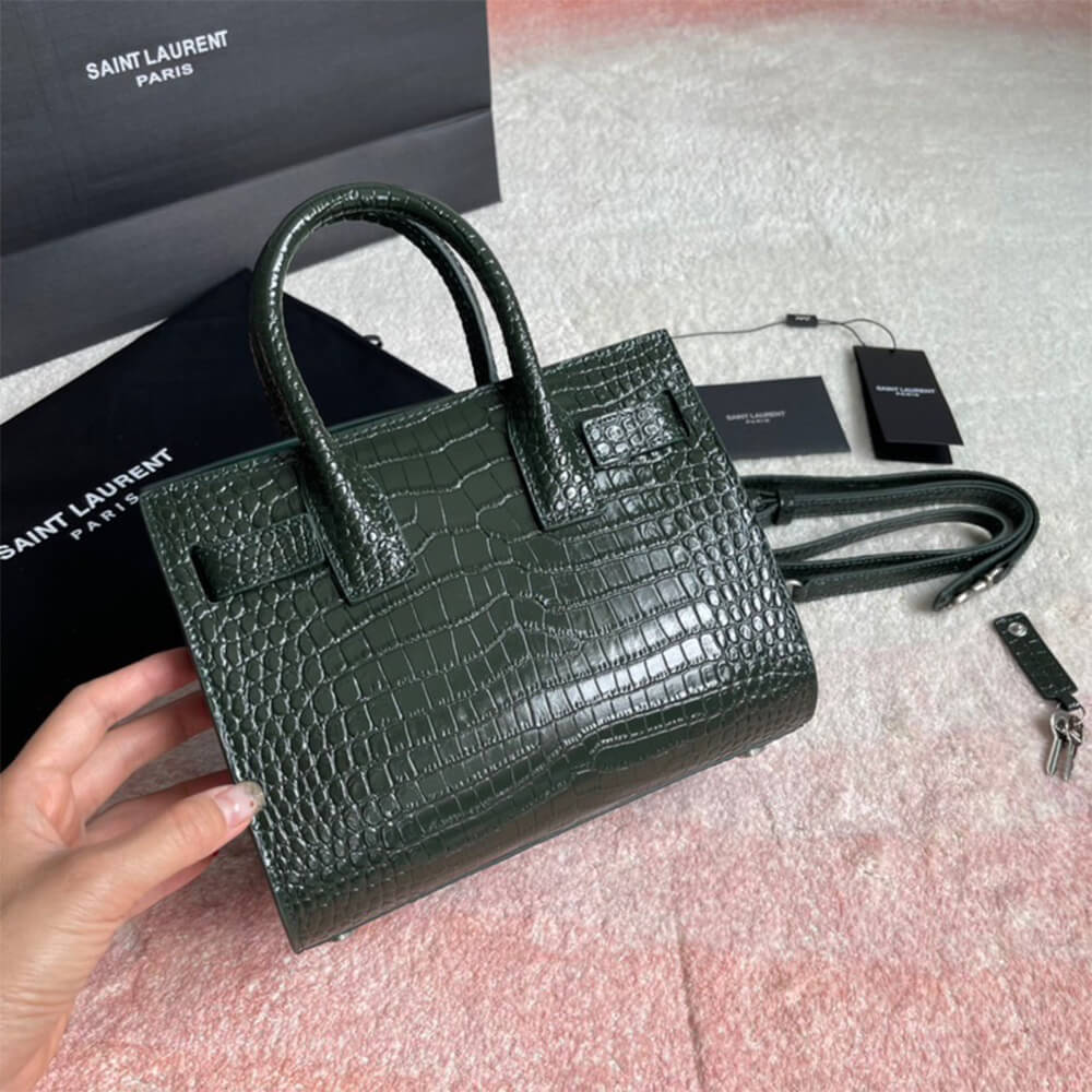 Y51 SAC DE JOUR NANO IN EMBOSSED CROCODILE SHINY LEATHER