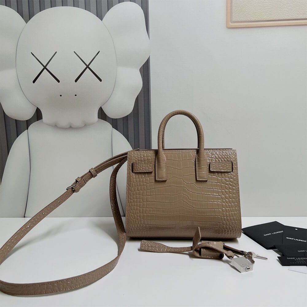 Y51 SAC DE JOUR NANO IN EMBOSSED CROCODILE SHINY LEATHER