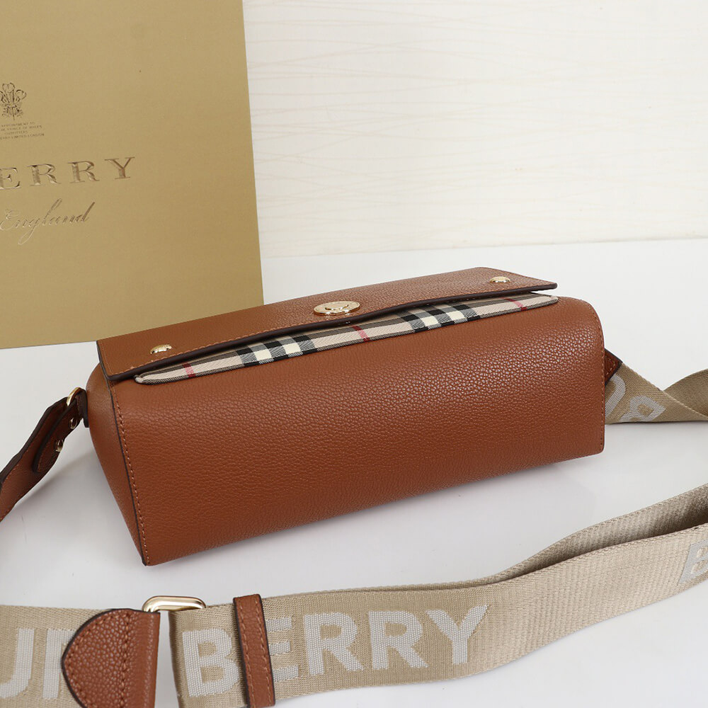 Bv*b*rry Vintage Check and Leather Note Crossbody Bag