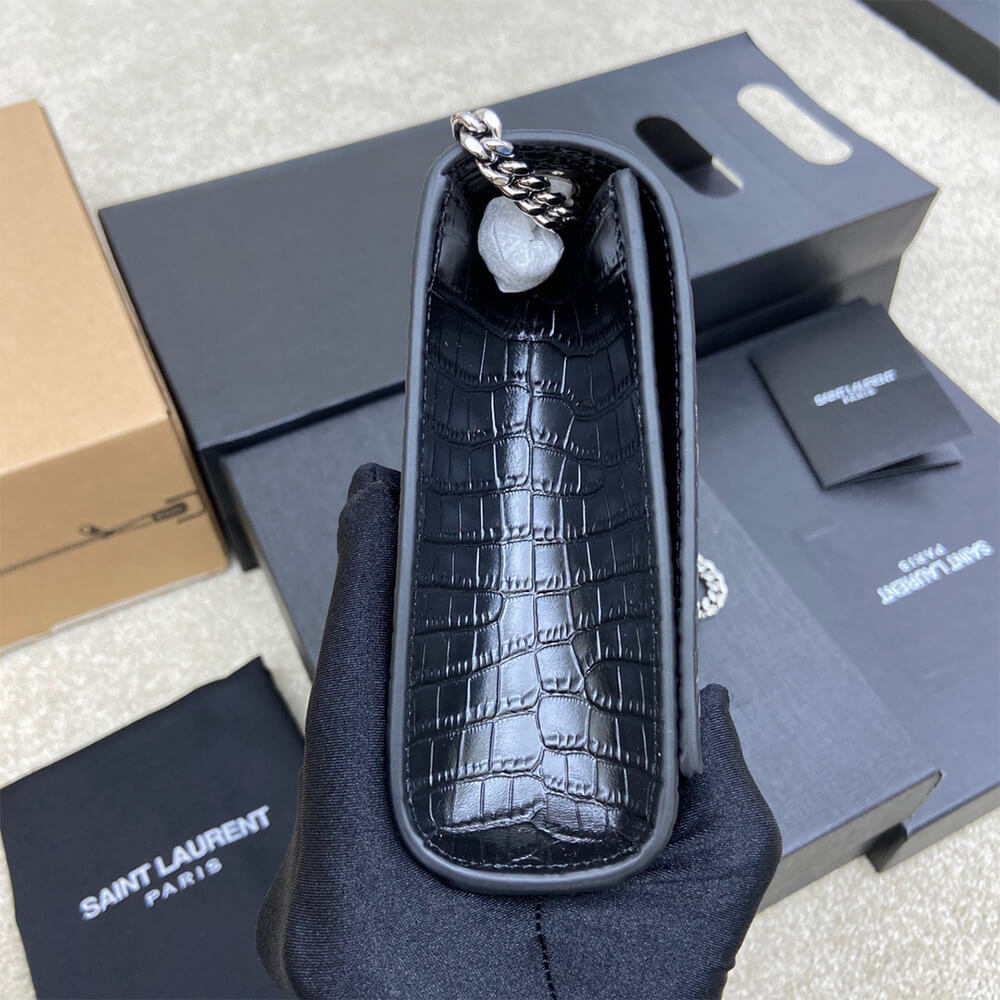 Y51 kate medium tassel in crocodile-embossed leather