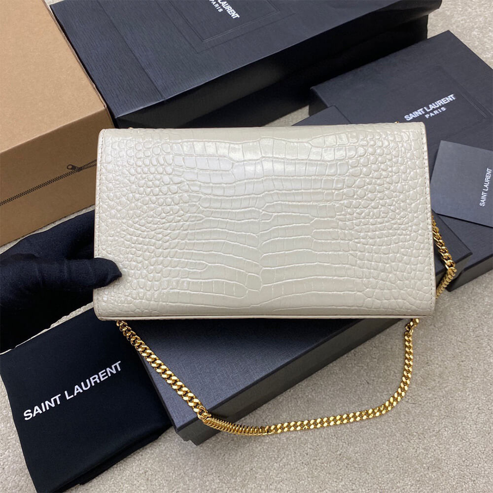 Y51 kate medium tassel in crocodile-embossed leather