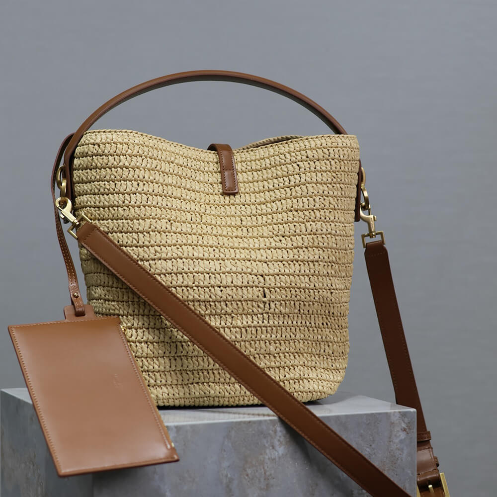 Y51 LE 37 IN WOVEN RAFFIA AND VEGETABLE-TANNED LEATHER(HIGH-END GRADE)
