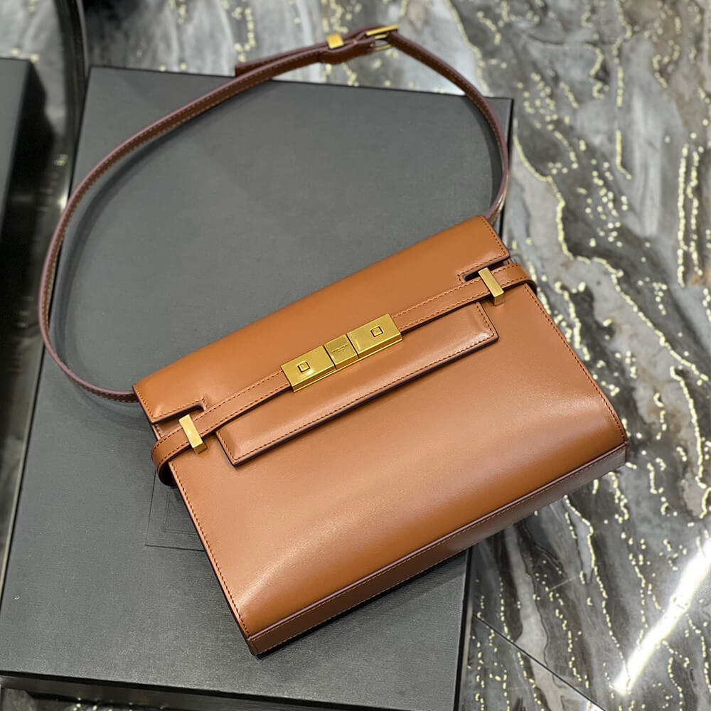MANHATTAN SMALL SHOULDER BAG IN BOX Sa1nt Lau*nt LEATHER