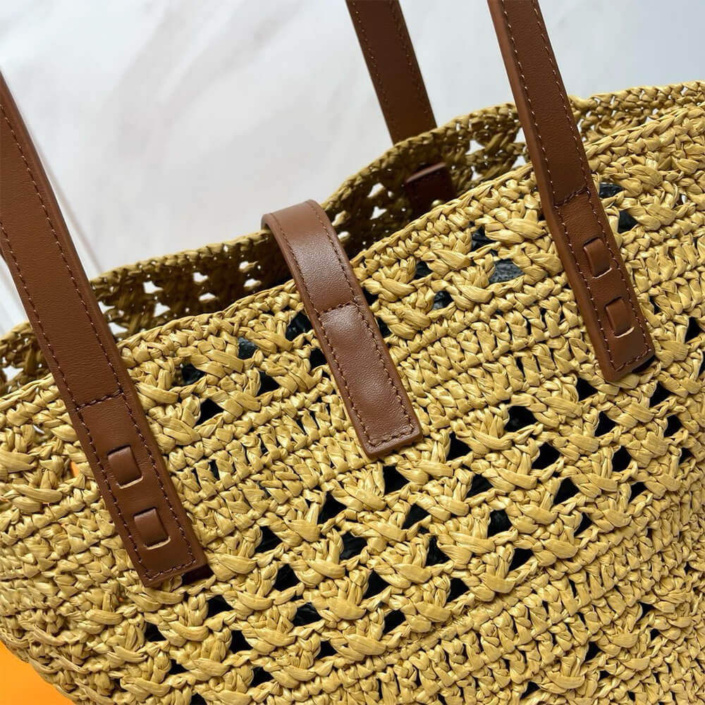 Y51 Small Panier Raffia Bag In Brown