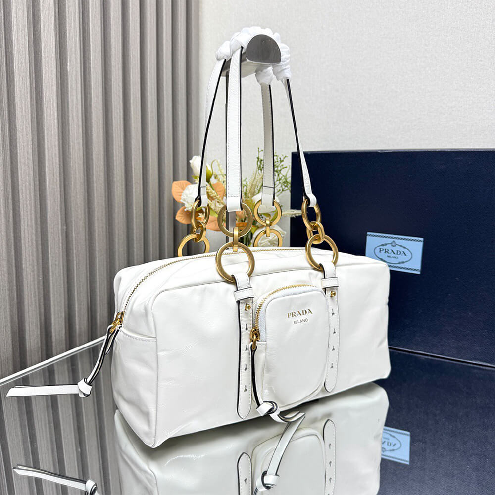 Pra*a Dangle medium leather top-handle bag(HIGH-END GRADE)