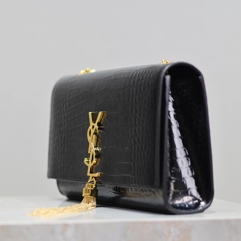KATE SMALL TASSEL IN CROCODILE-EMBOSSED LEATHER(HIGH-END GRADE)