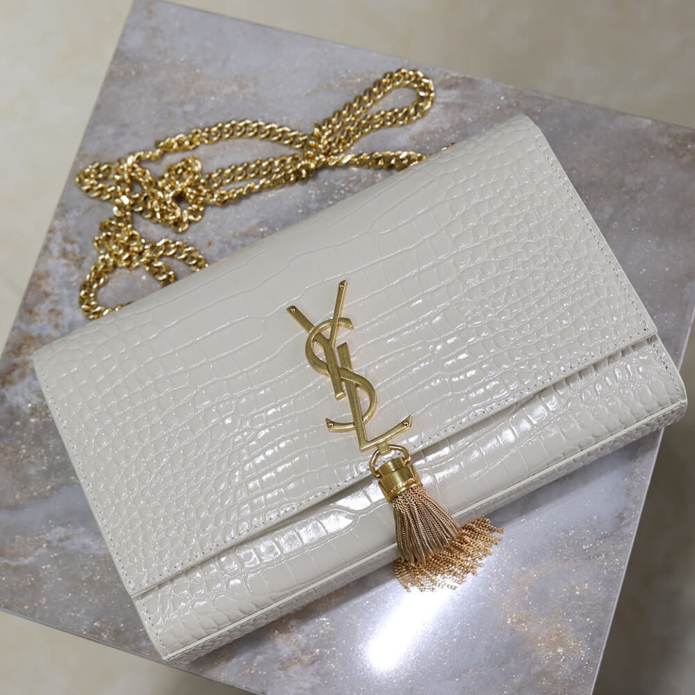 KATE SMALL TASSEL IN CROCODILE-EMBOSSED LEATHER(HIGH-END GRADE)