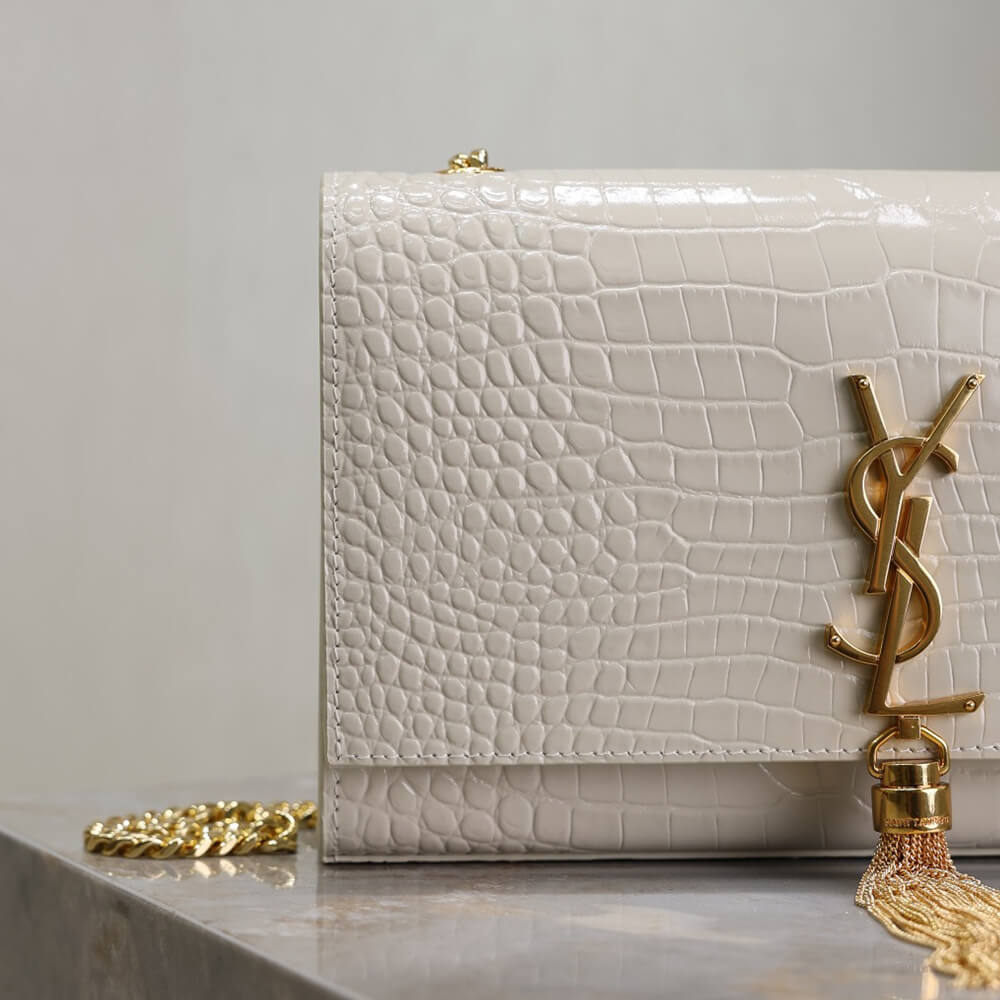 KATE SMALL TASSEL IN CROCODILE-EMBOSSED LEATHER(HIGH-END GRADE)