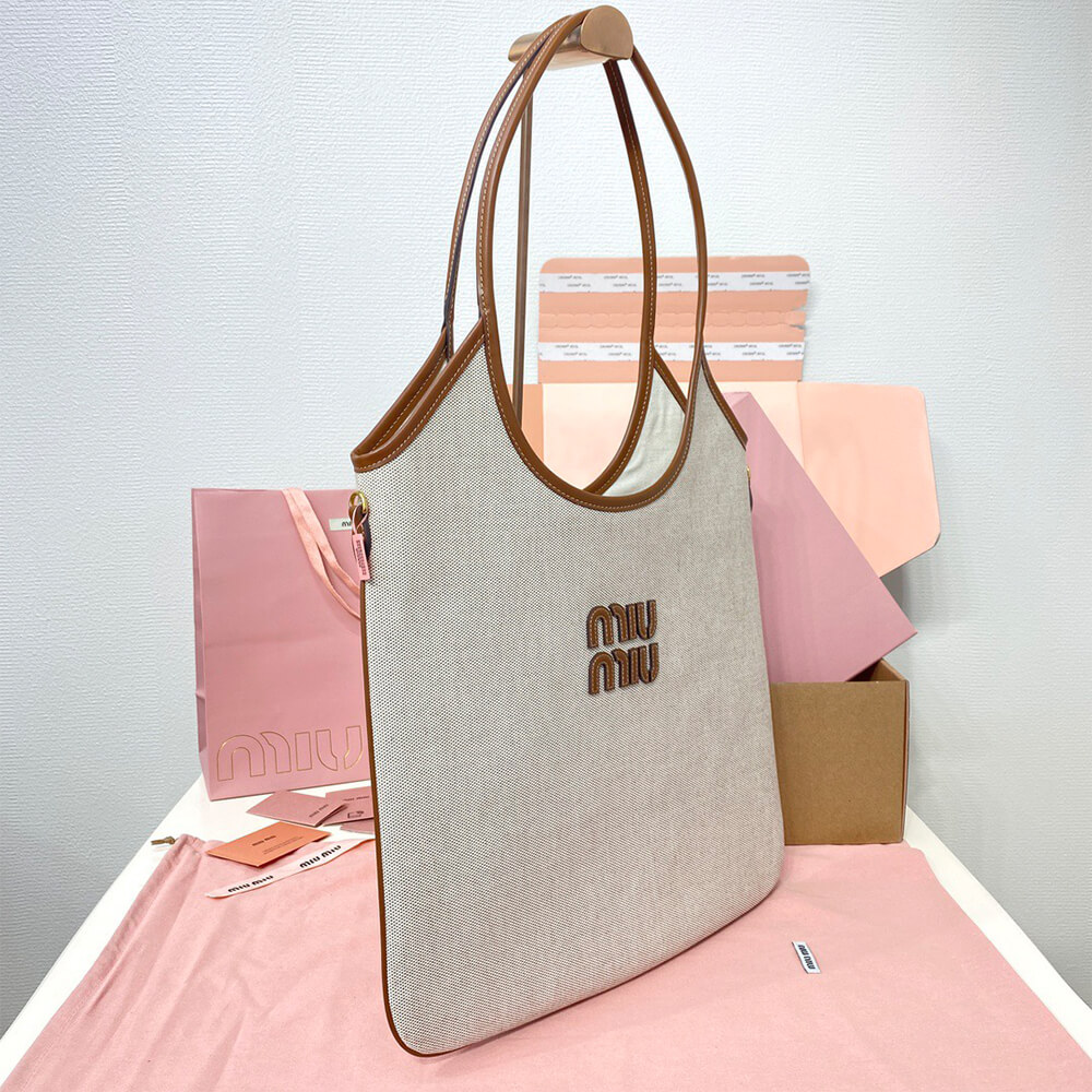 M1um1u REGULAR IVY canvas and leather bag(HIGH-END GRADE)