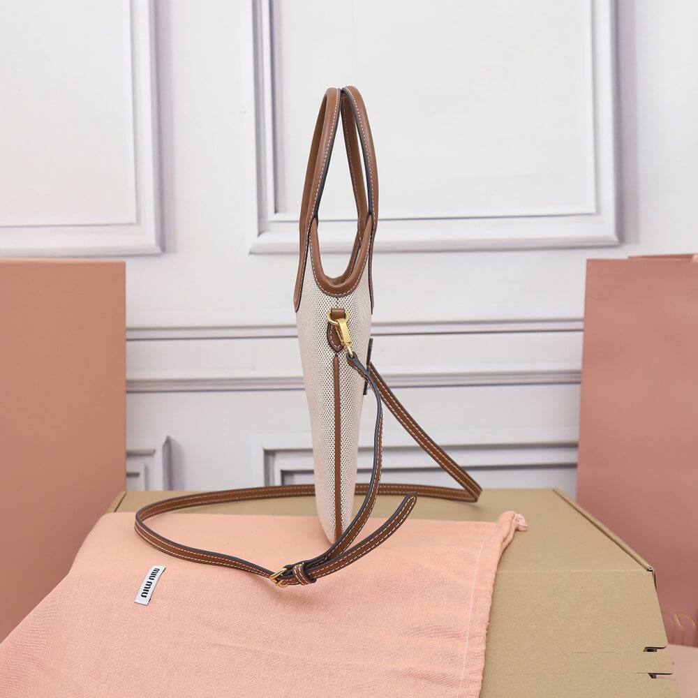 M1um1u MINI IVY canvas and leather bag(HIGH-END GRADE)