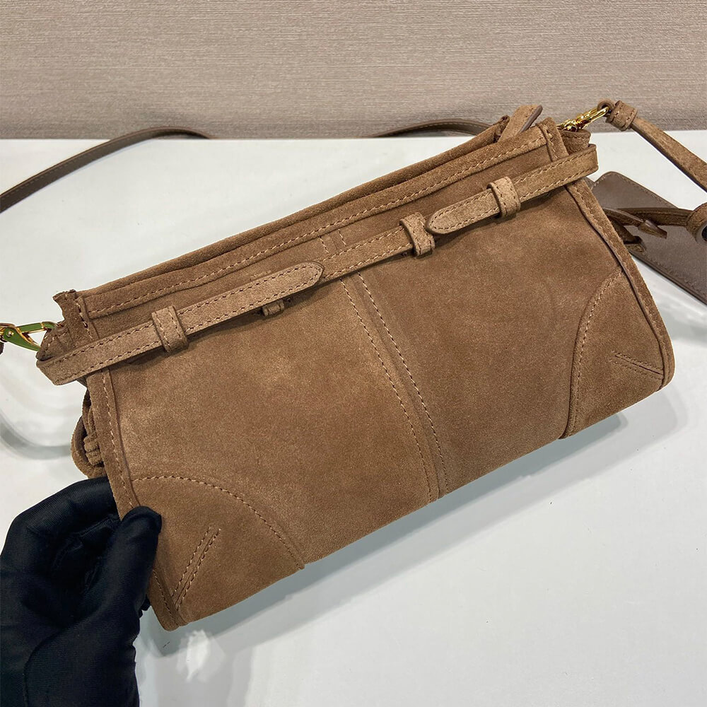 Small Pra*a Bonnie suede shoulder bag(HIGH-END GRADE)