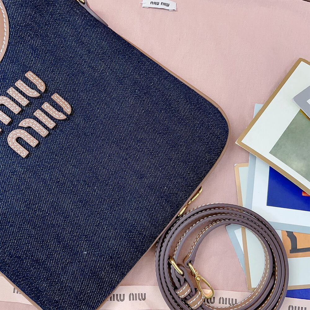 M1um1u MINI IVY canvas and leather bag(HIGH-END GRADE)