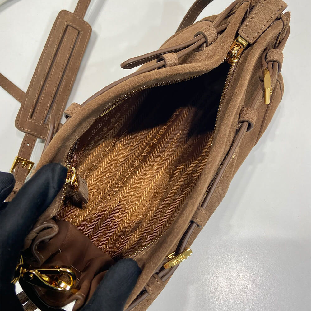 Small Pra*a Bonnie suede shoulder bag(HIGH-END GRADE)