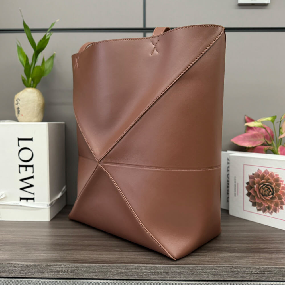 L0ew* XL Puzzle Fold tote in shiny calfskin(HIGH-END GRADE)