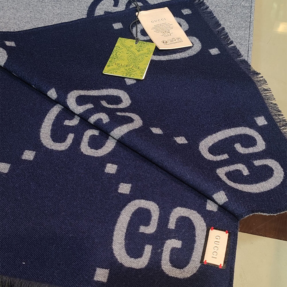 Gvc*1 GG jacquard wool and mulberry silk blend scarf