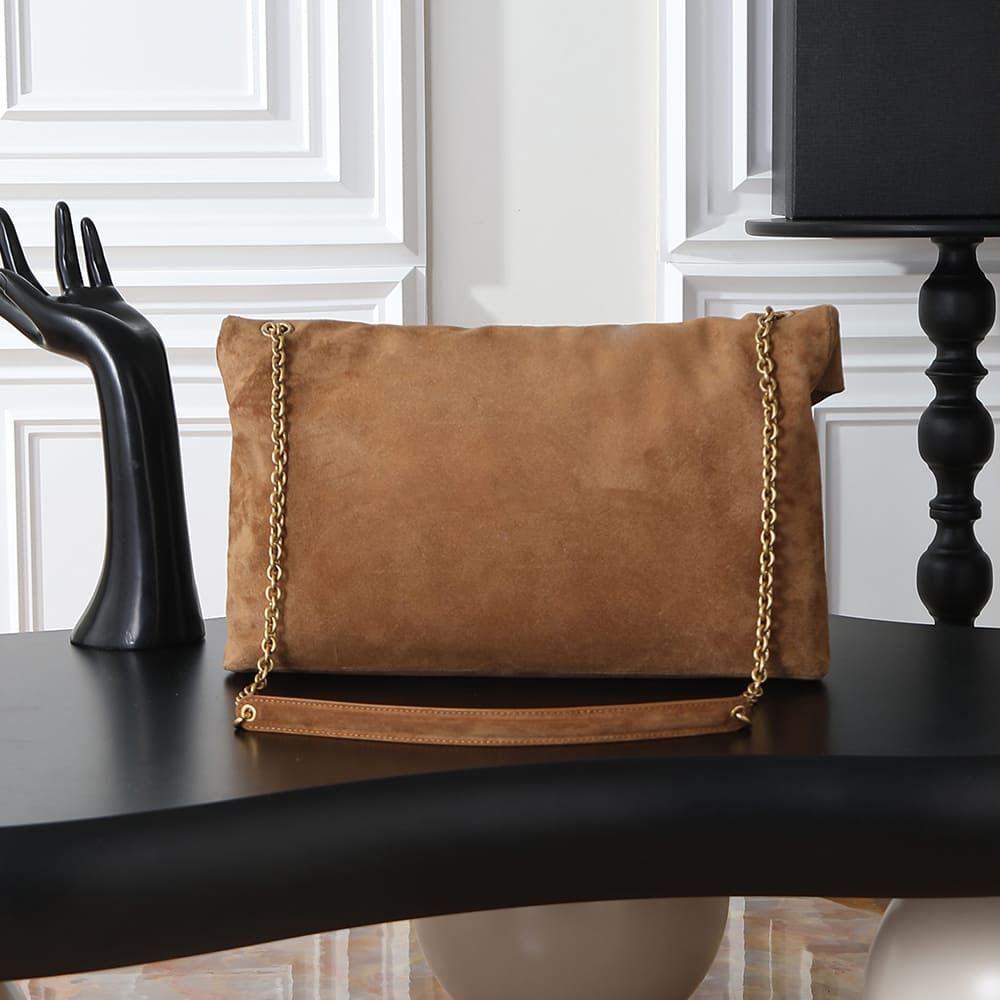 Y51 CASSANDRE XXL pouch on chain in suede(HIGH-END GRADE)